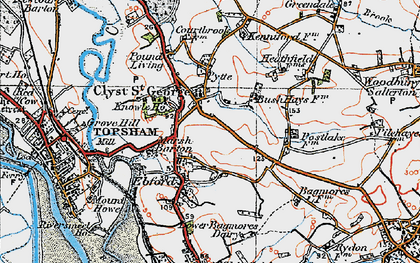 Old map of Clyst St George in 1919
