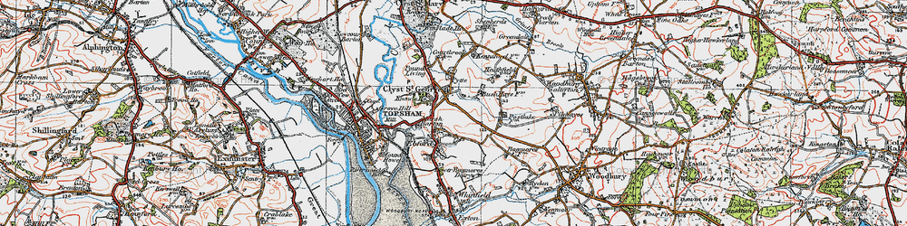 Old map of Clyst St George in 1919