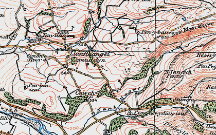 Old map of Cnwch Coch in 1922