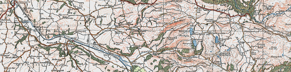 Old map of Cnwch Coch in 1922