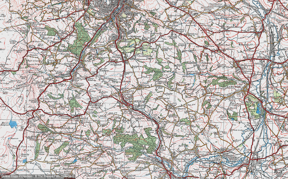 Old Map of Coal Aston, 1923 in 1923