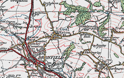 Old map of Coal Aston in 1923