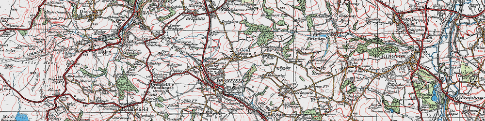 Old map of Coal Aston in 1923