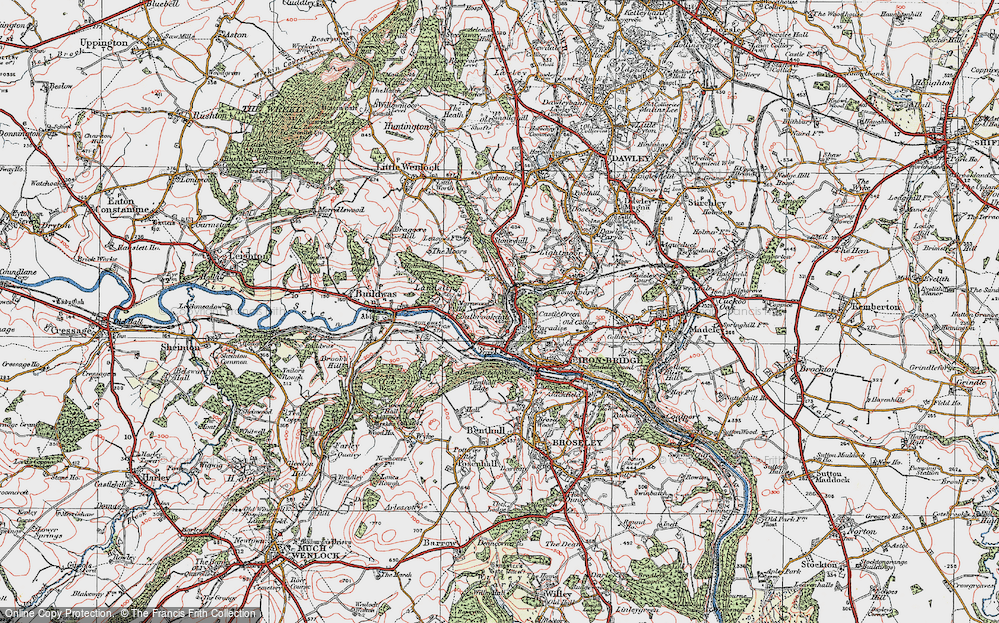 Old Map of Historic Map covering Benthall Edge in 1921