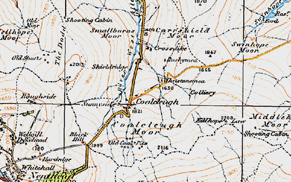 Old map of Killhope Moor in 1925