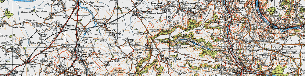 Old map of Coaley Peak in 1919