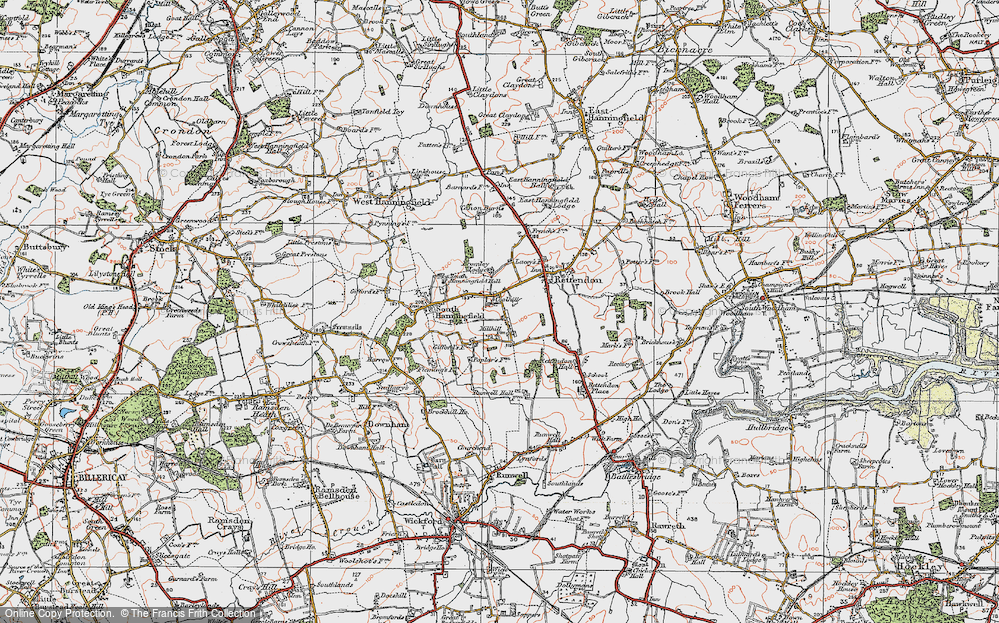 Old Map of Historic Map covering Bromley Lodge in 1921