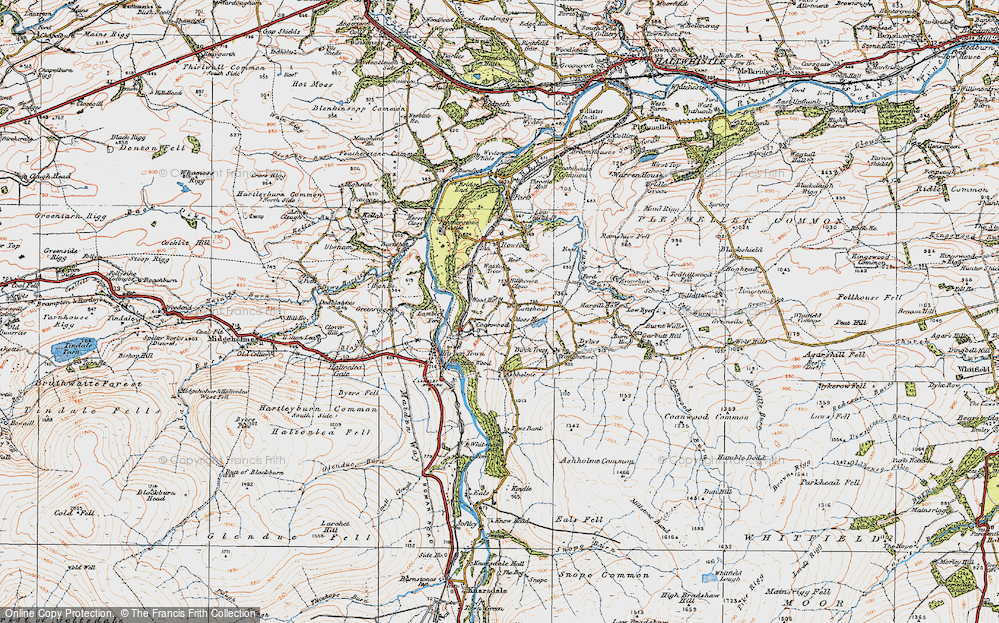 Old Map of Historic Map covering Burn Ho in 1925