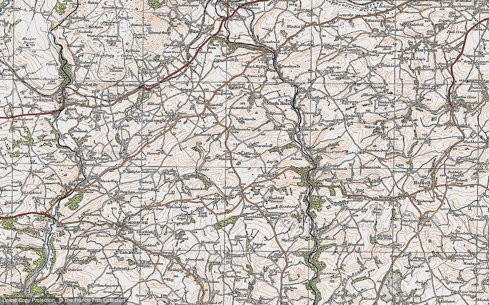 Old Map of Historic Map covering Witchcombe in 1919