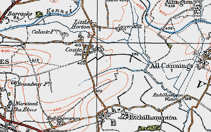 Old map of Coate in 1919