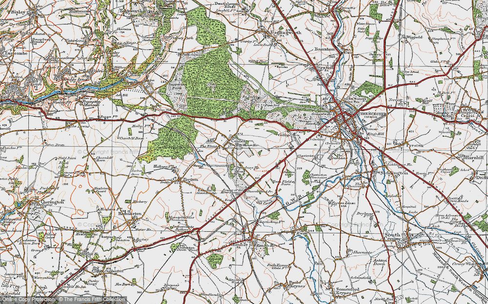 Old Map of Historic Map covering Bassett Dockem in 1919