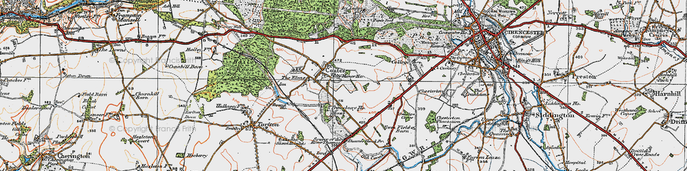 Old map of Coates in 1919