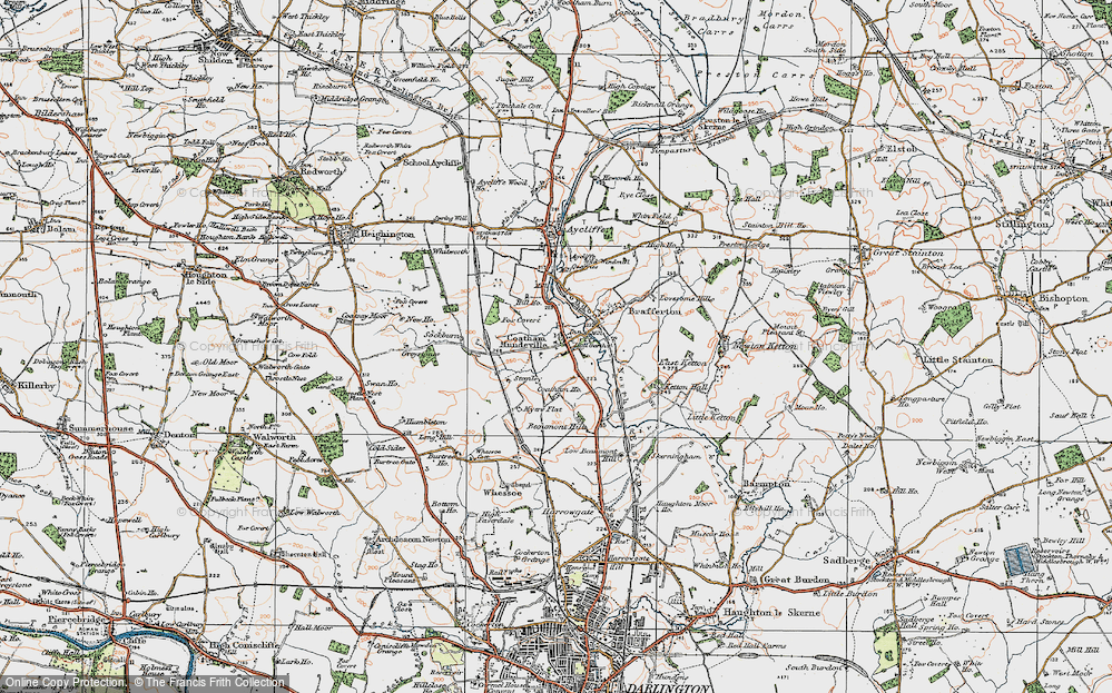 Old Map of Coatham Mundeville, 1925 in 1925