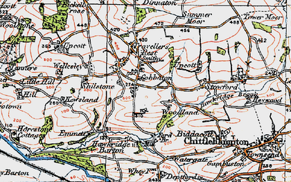 Old map of Bickell Cross in 1919