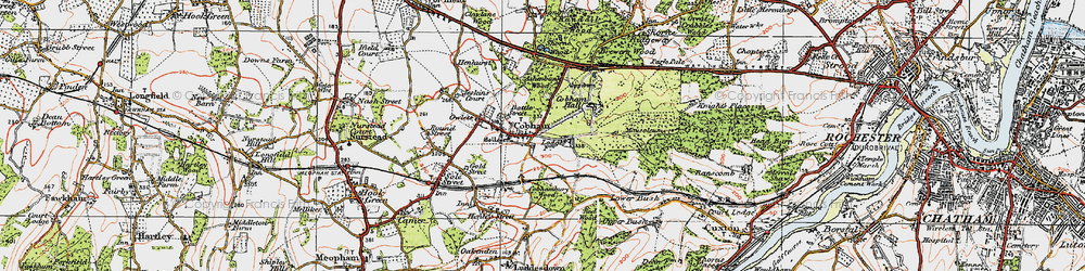 Old map of Cobham in 1920