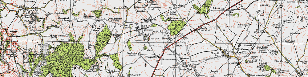 Old map of Vernditch Chase in 1919