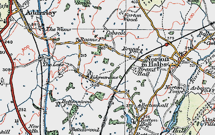 Old map of Betton Wood in 1921