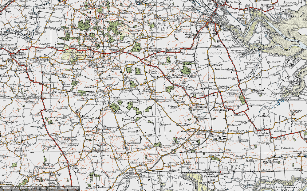 Old Map of Cock Clarks, 1921 in 1921