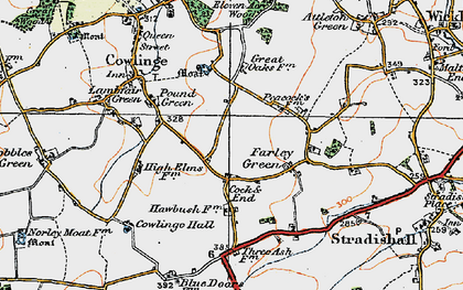 Old map of Cock & End in 1921