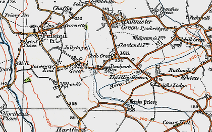 Old map of Cock Green in 1919