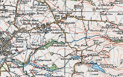 Old map of Thursden Brook in 1924