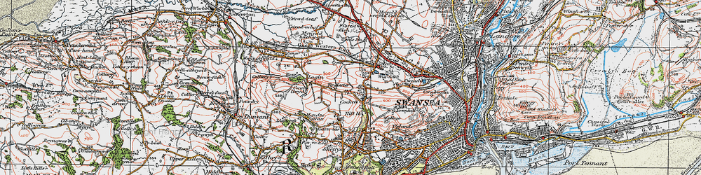 Old map of Cockett in 1923