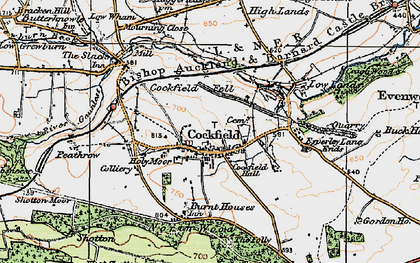 Old map of Cockfield in 1925