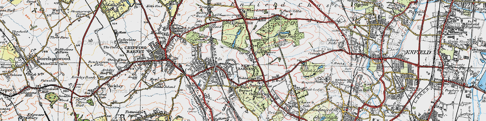 Old map of Cockfosters in 1920