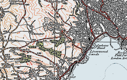Old map of Cockington in 1919