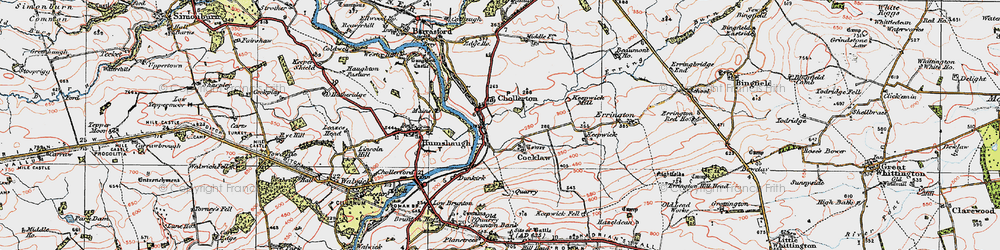 Old map of Cocklaw in 1925