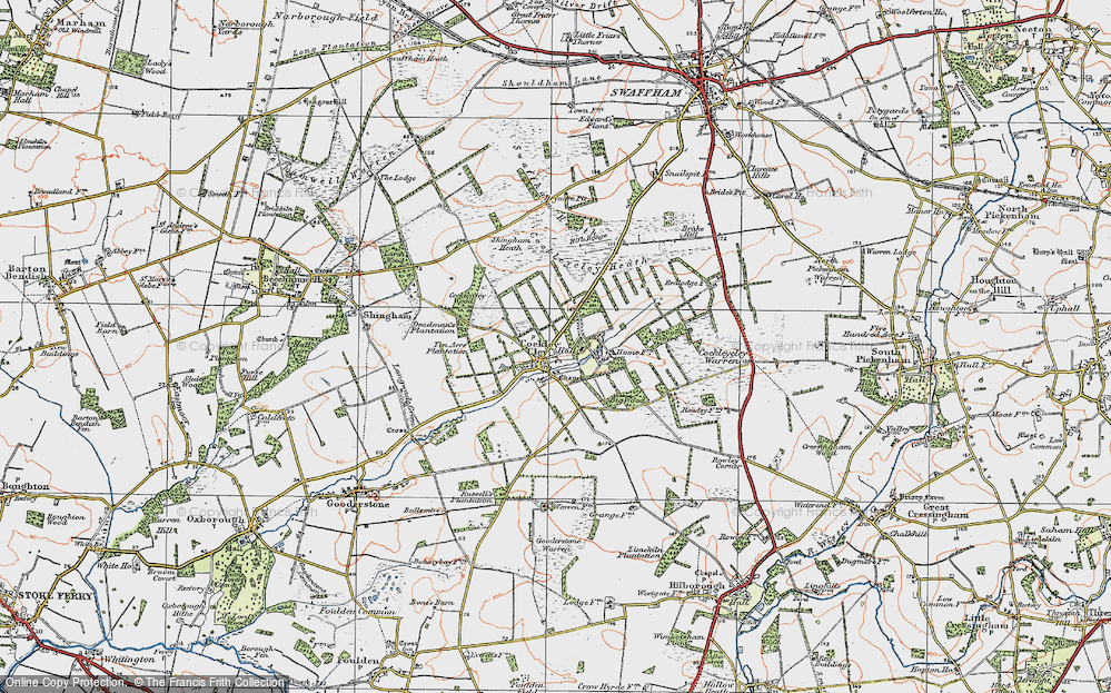 Old Map of Historic Map covering Brake Hill in 1921