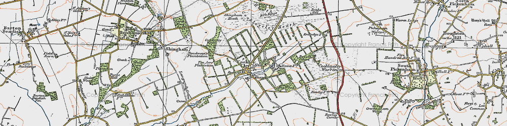 Old map of Cockley Cley in 1921