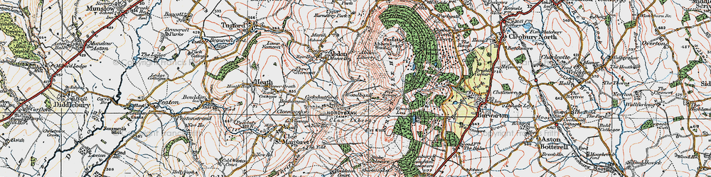 Old map of Brown Clee Hill in 1921