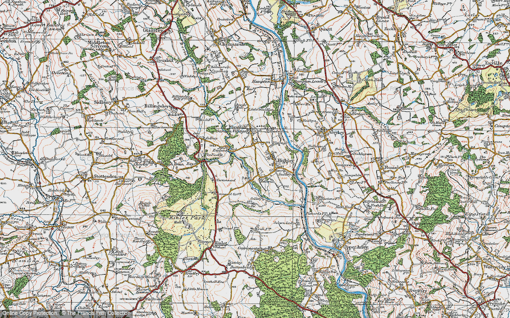 Old Map of Historic Map covering Bind, The in 1921