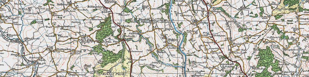 Old map of Bind, The in 1921