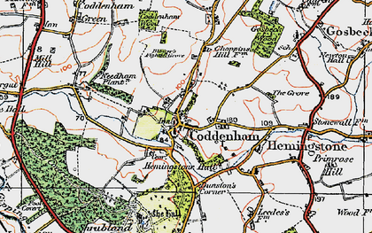 Old map of Coddenham in 1921