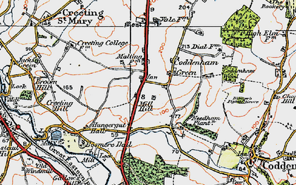 Old map of Coddenham Green in 1921