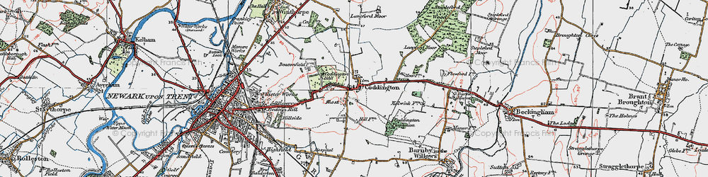 Old map of Coddington in 1923