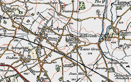 Old map of Codsall in 1921