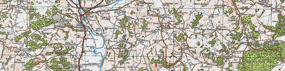 Old map of Coed Cwnwr in 1919