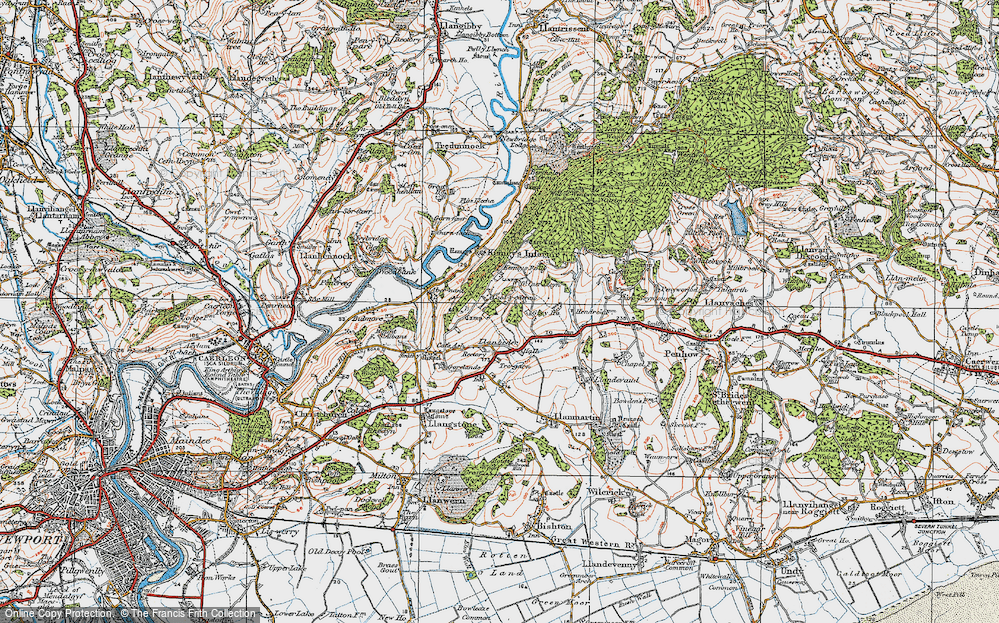 Old Map of Coed-y-caerau, 1919 in 1919