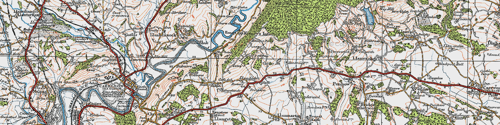 Old map of Coed-y-caerau in 1919