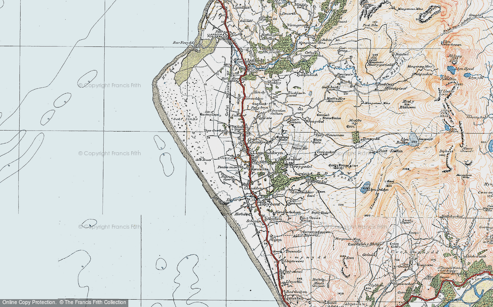 Old Map of Historic Map covering Ystum-gwern in 1922