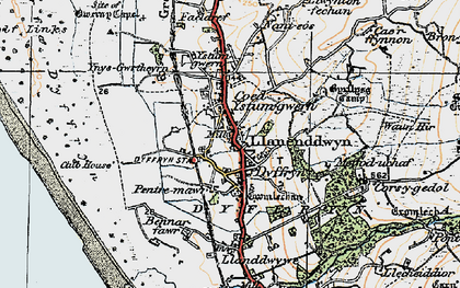 Old map of Ystum-gwern in 1922
