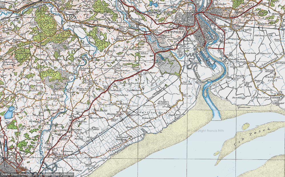 Old Map of Historic Map covering Duffryn in 1919