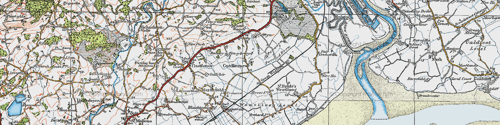 Old map of Coedkernew in 1919