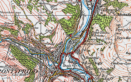 Old map of Coedpenmaen in 1922
