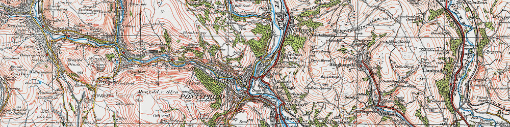 Old map of Coedpenmaen in 1922