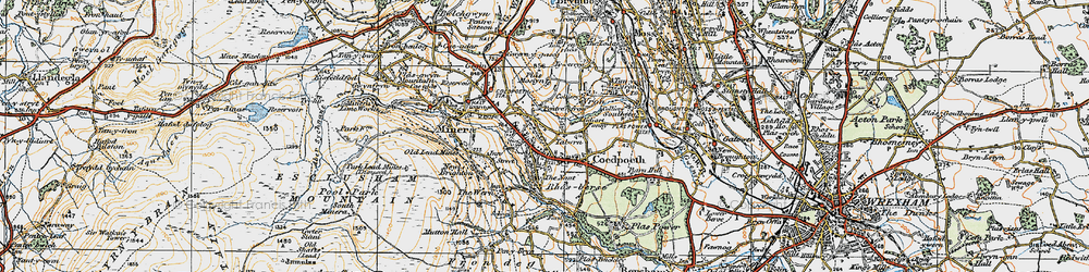 Old map of Coedpoeth in 1921