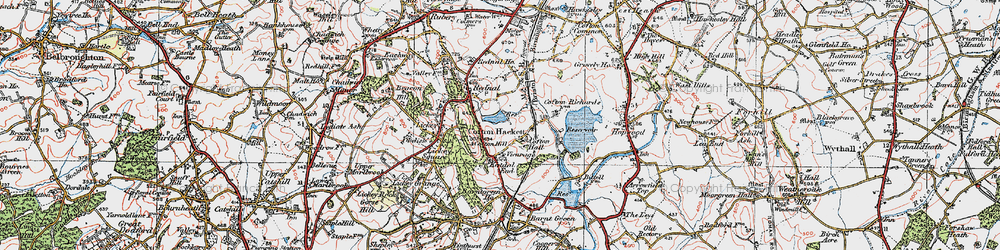 Old map of Cofton Hackett in 1921